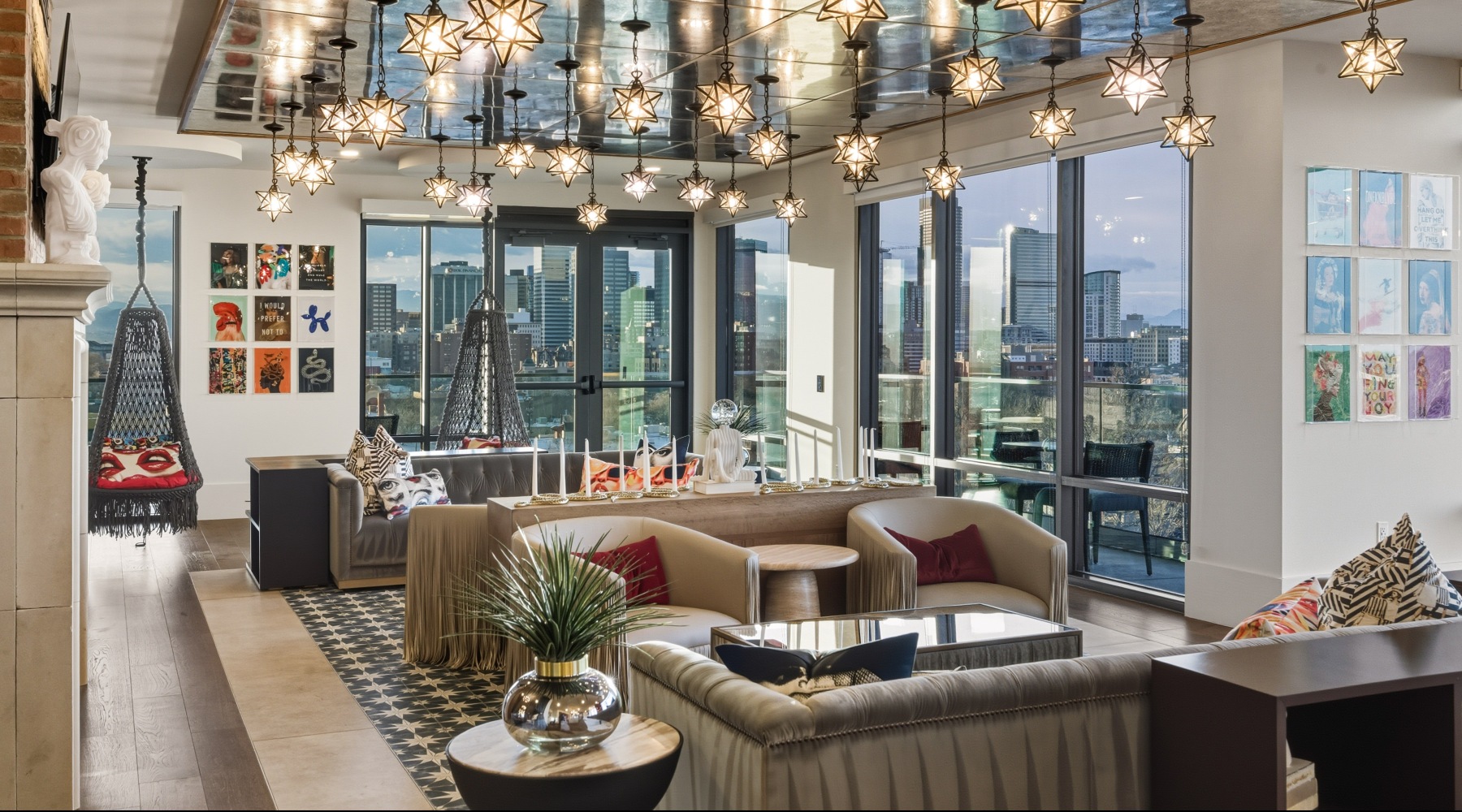 lounge with seating tv and fireplace